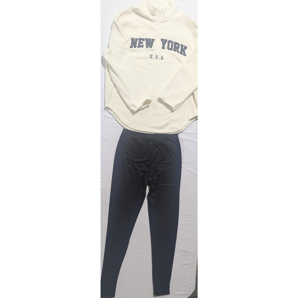 SHEIN Women's Size S New York Fleece Quarter-Zip Pullover & Legging Set